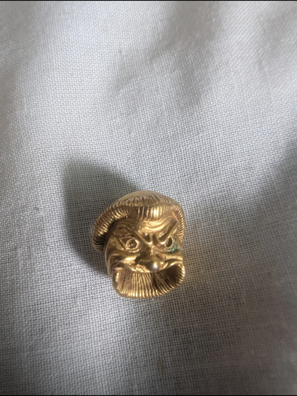 Vintage Bronze Gold Tone Dramatic Face Stud Earrings Monster Mouth